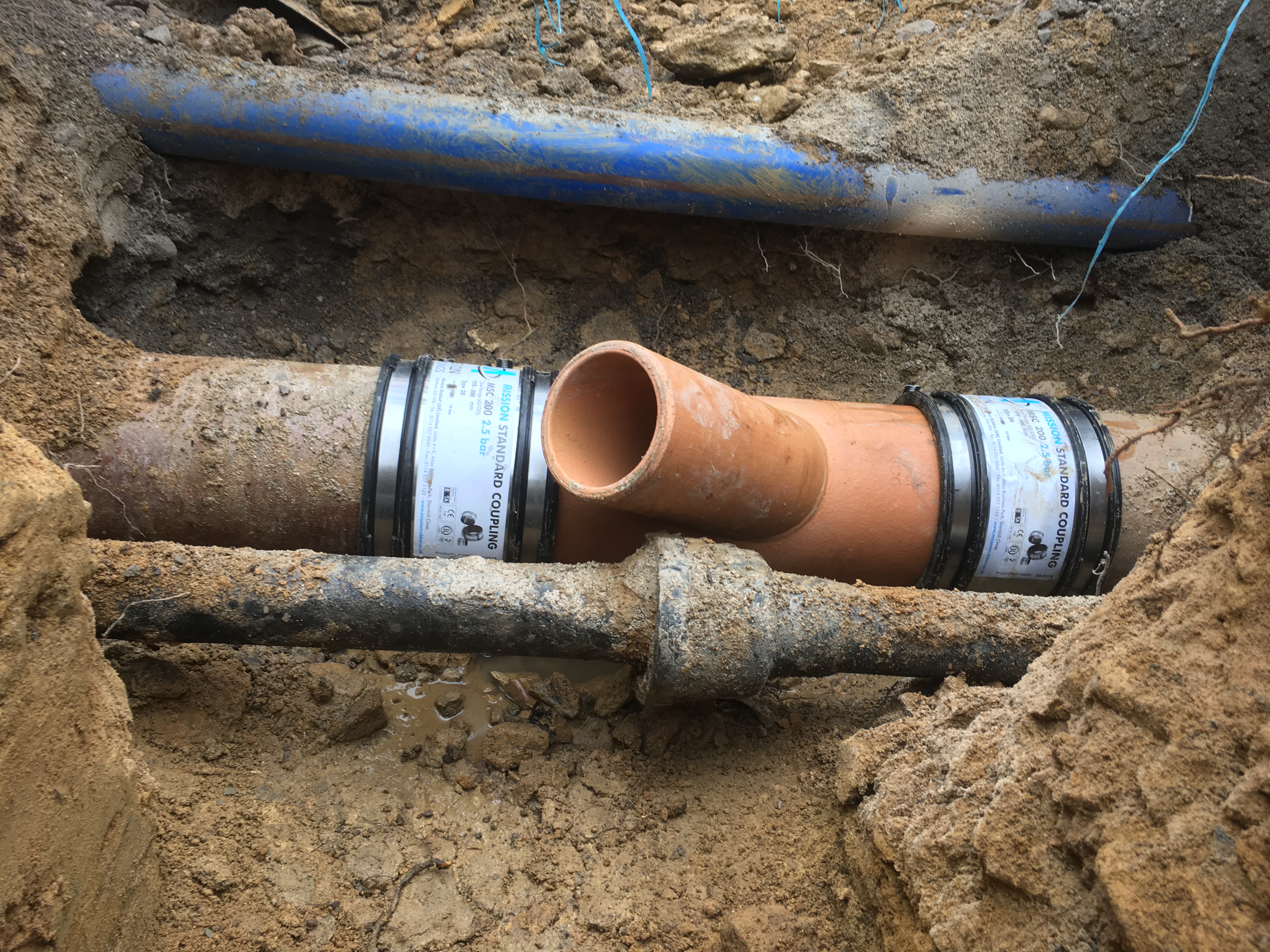 Sewer line connection detail